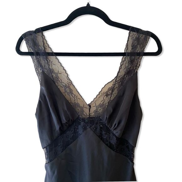 Majorelle Cami midi dress black lingerie style slip lace trim satin Revolve - Picture 4 of 9